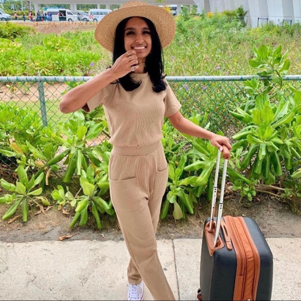 MISSGUIDED Camel Ribbed Pocket Jumpsuit